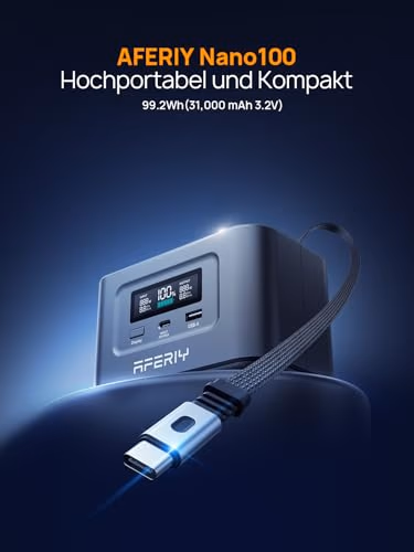 AFERIY Nano100: 99,2-Wh-Powerbank mit 100-W-USB-C-Kabel - 2