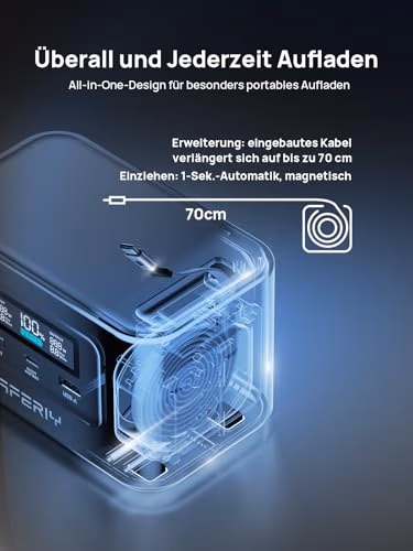 AFERIY Nano100: 99,2-Wh-Powerbank mit 100-W-USB-C-Kabel - 3
